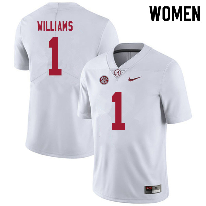 Women #1 Jameson Williams Alabama Crimson Tide College Football Jerseys Sale-White